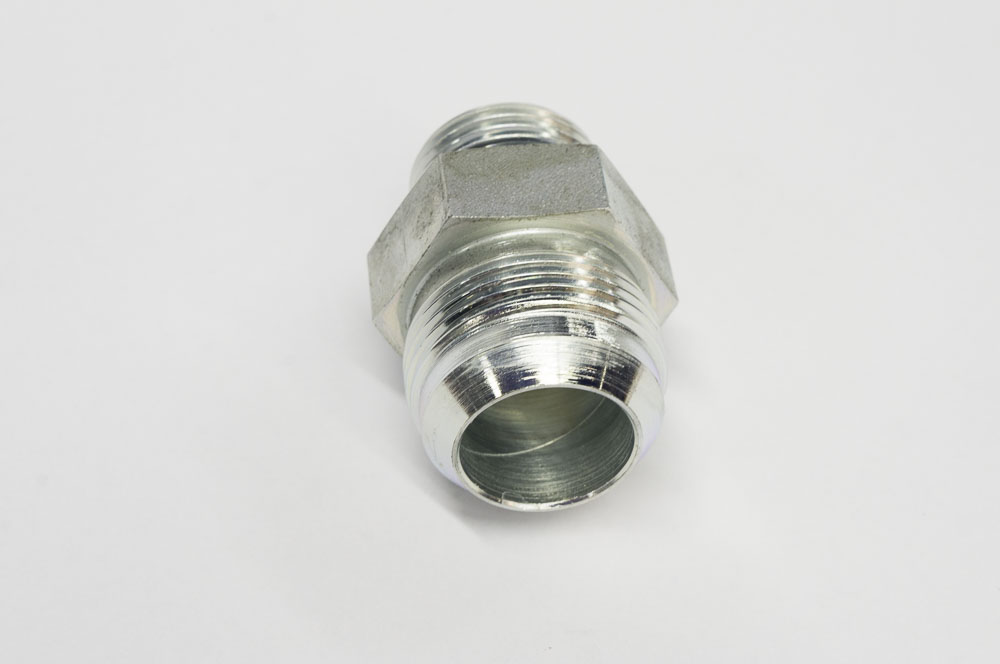 brush cutter, high flow hydraulic fitting, fits fluidyne block to high flow hoses (req’s 2)