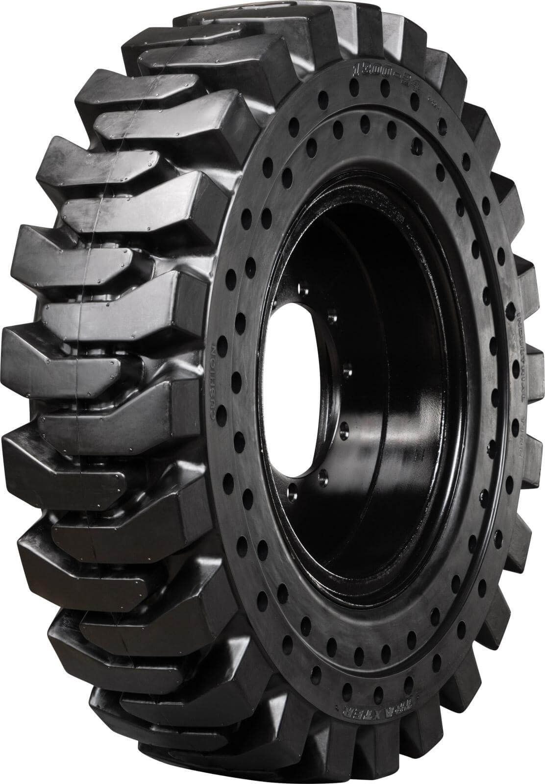 cat th-560 set of 4 13.00-24 (10 bolt hole) extreme duty solid rubber tires