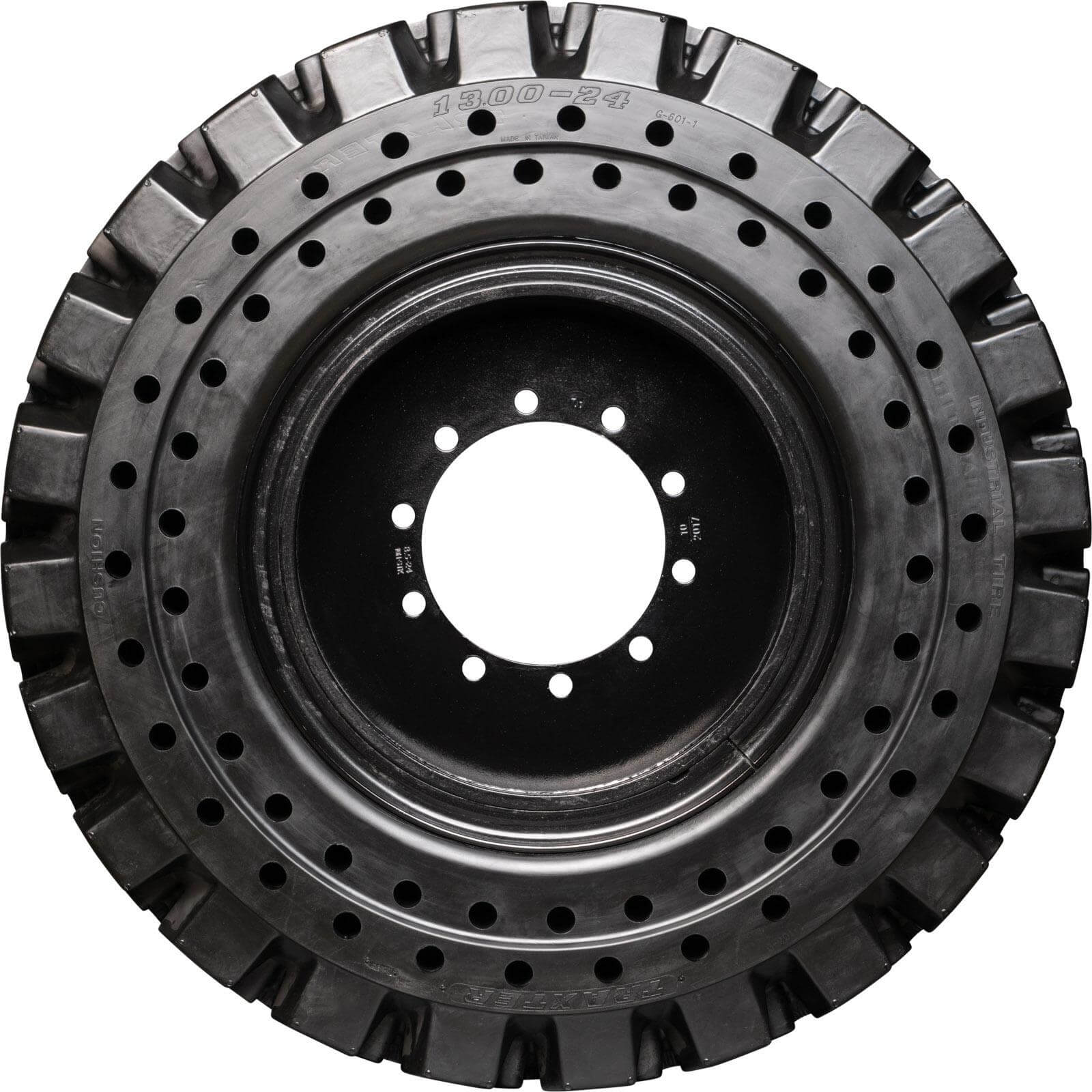 terex 636c set of 4 13.00-24 (10 bolt hole) extreme duty solid rubber tires