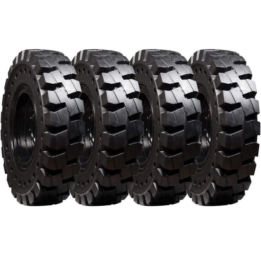 jlg 534d9-45 set of 4 13.00-24 non-directional mounted extreme duty solid rubber tires