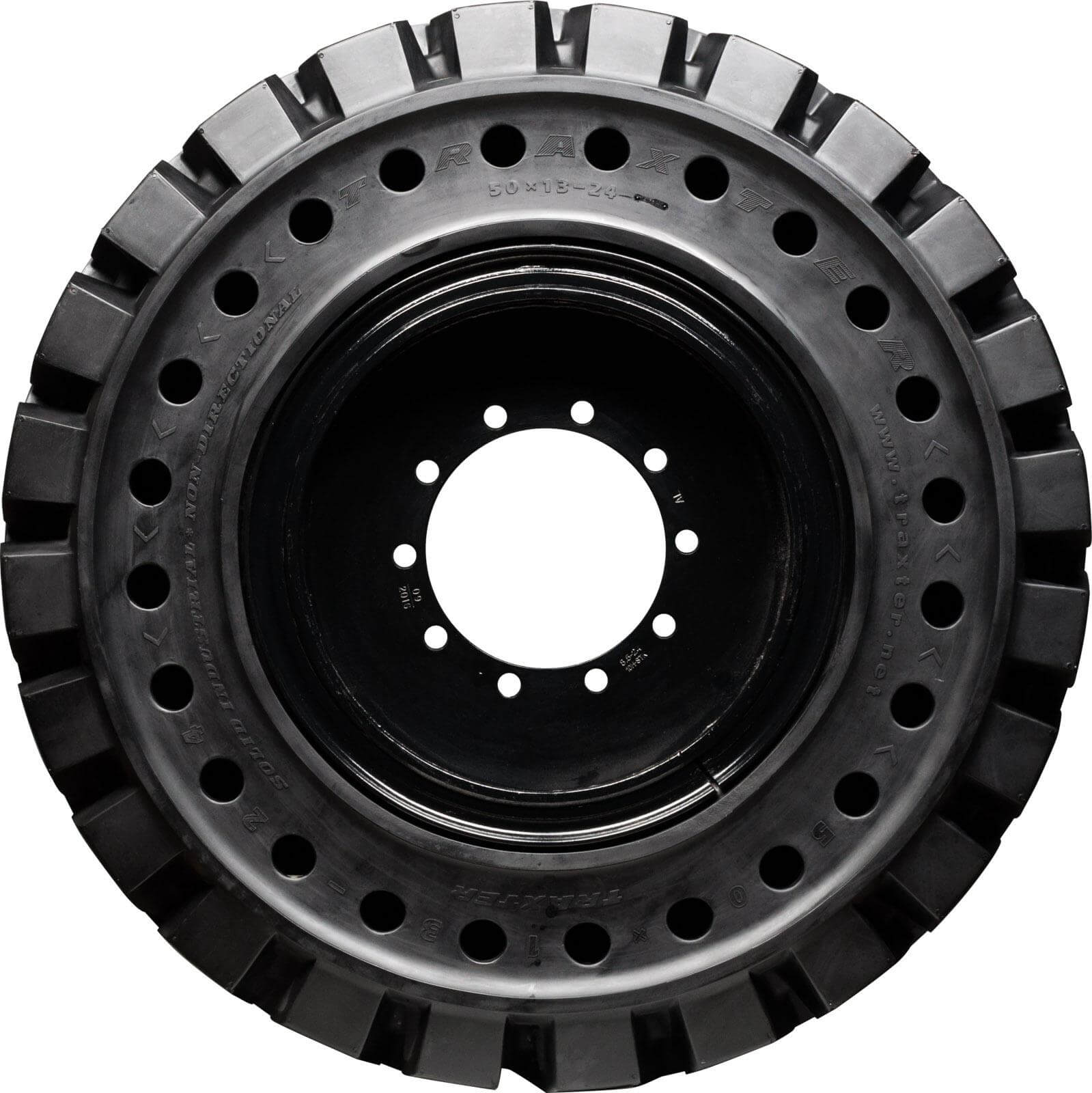 terex ss842 set of 4 13.00-24 (10 bolt hole) non-diretional extreme duty solid rubber tires