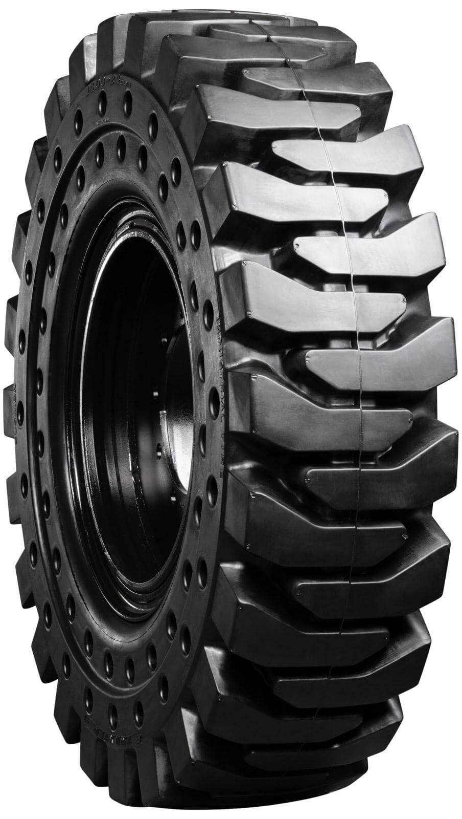 terex th636 set of 4 14.00-24 (10 bolt hole) extreme duty solid rubber tires