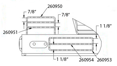 cold planer weldment step for top of mount cross bar (requires 2 of 260953)