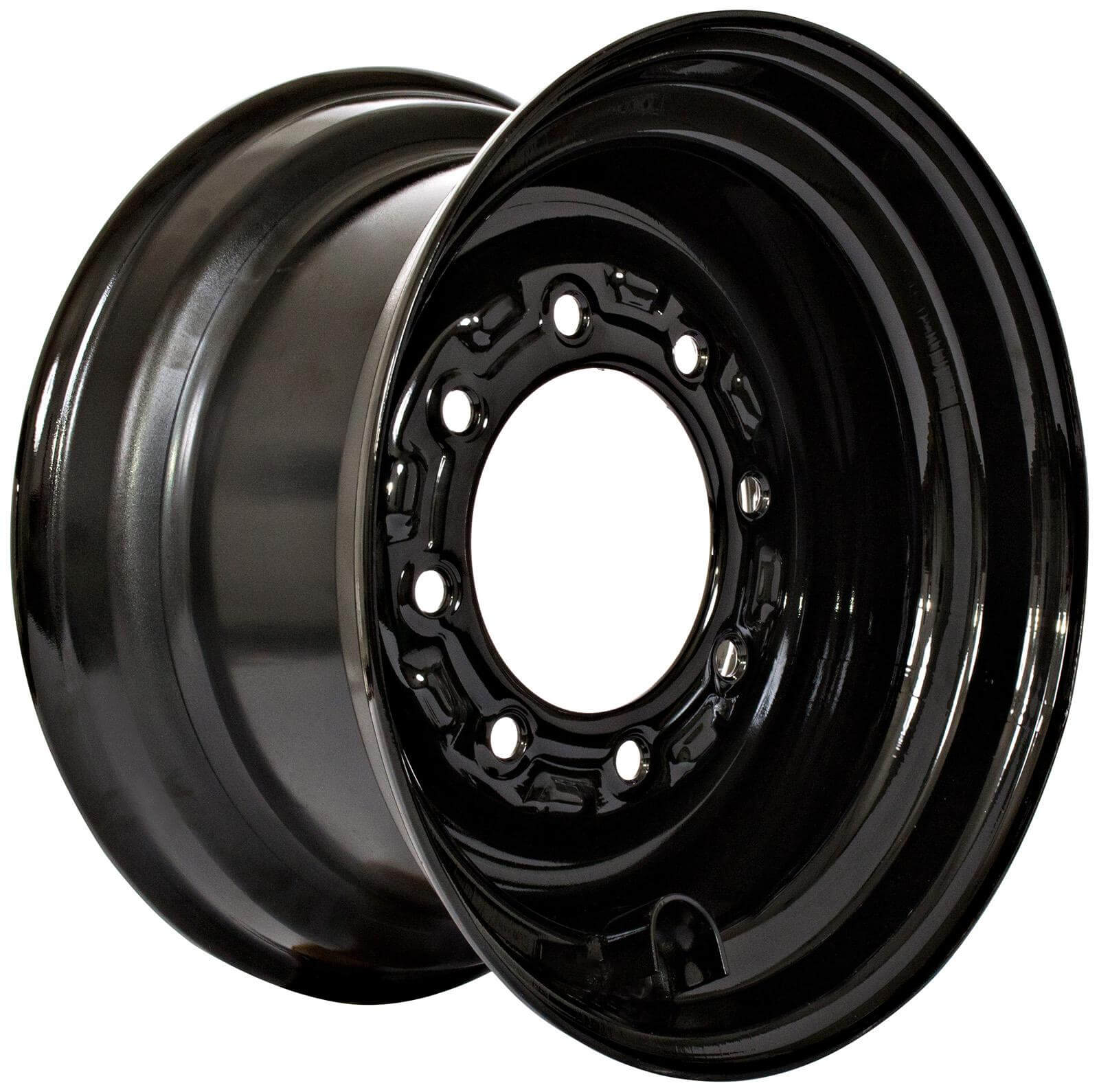 mustang 2022 set of 4 titan wheels 16.5x8.25 - 4 3/8" offset 8x8 black for 10-16.5 tires