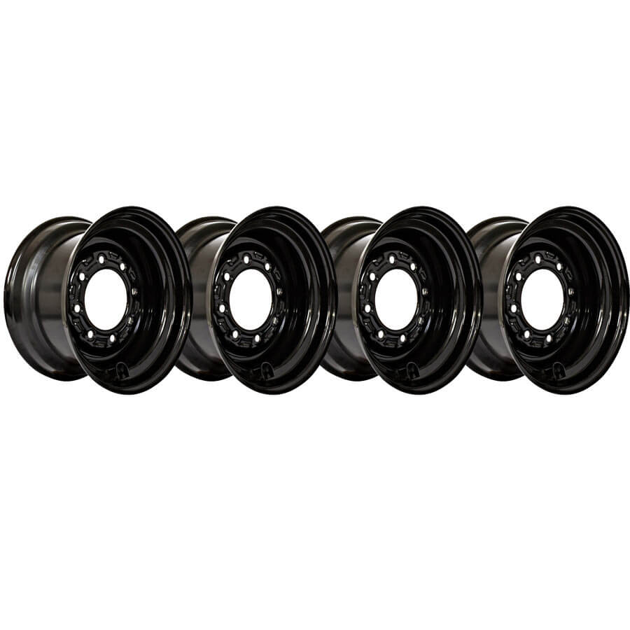 scat trak 1500d set of 4 titan wheels 16.5x8.25 - 4 3/8" offset 8x8 black for 10-16.5 tires