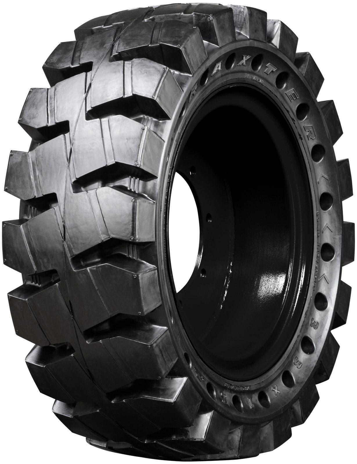 set of 4 traxter 30x10-16 (10x16.5) extreme duty non-directional solid rubber skid steer tire - 8x8 bolt rim