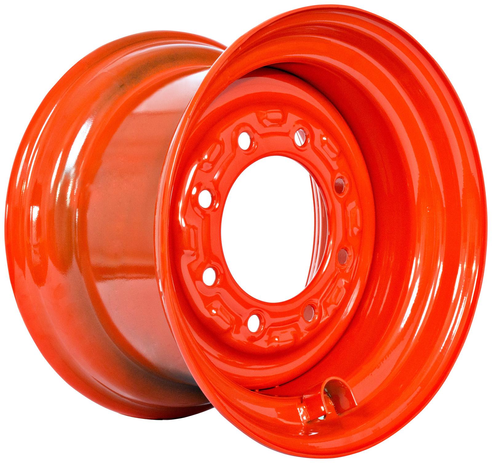 set of 4 titan wheels 16.5x9.75 - 6 3/4" offset 8x8 bolt - orange