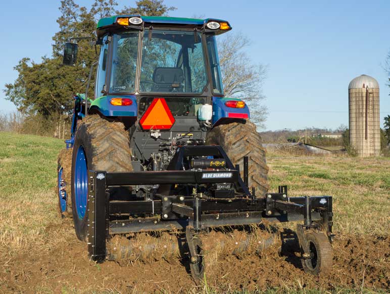 tractor 3 point power rake - severe duty | blue diamond