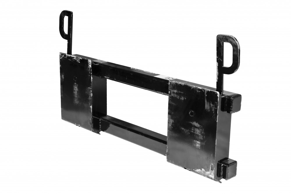 conversion interface, blank back to weld to machine (machine side) to skid steer mount (attachment) (not guaranteed to fit all attachment brands due to slight v