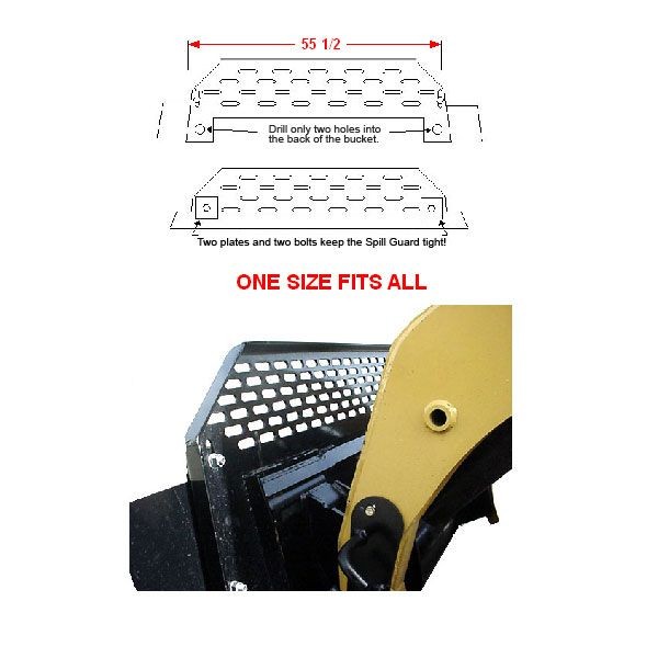 spill guard skid steer bucket attachment